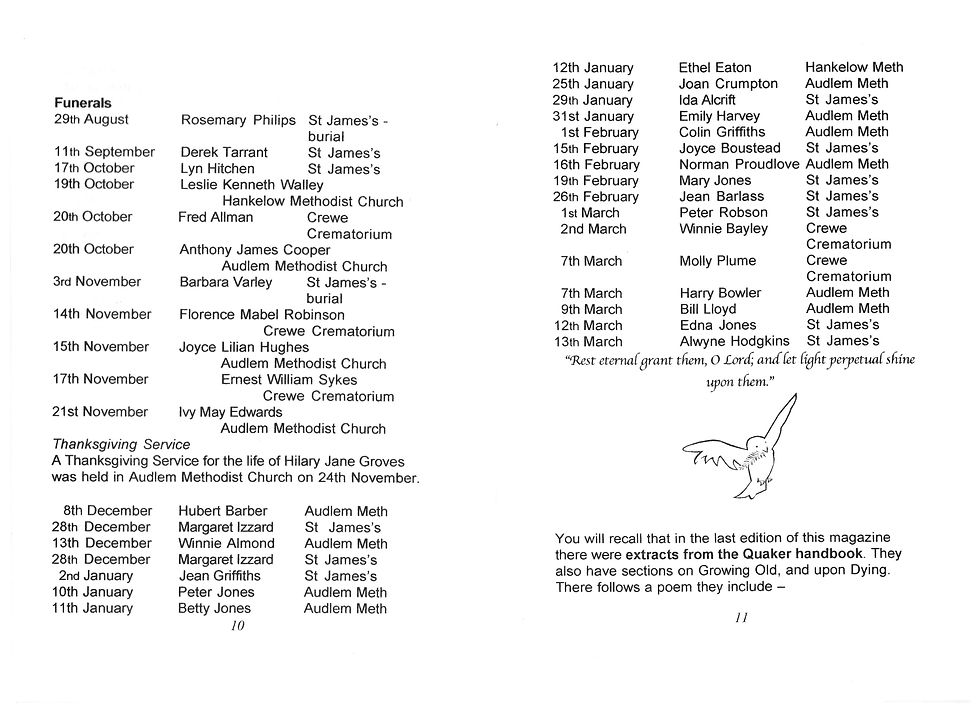 Parish Newsletter Easter 2007 - Funerals