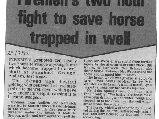 Firemen Rescue Horse At Swanbach Grange 1982
