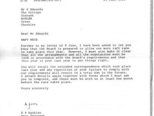 Letters From British Waterways Allowing Raft Race