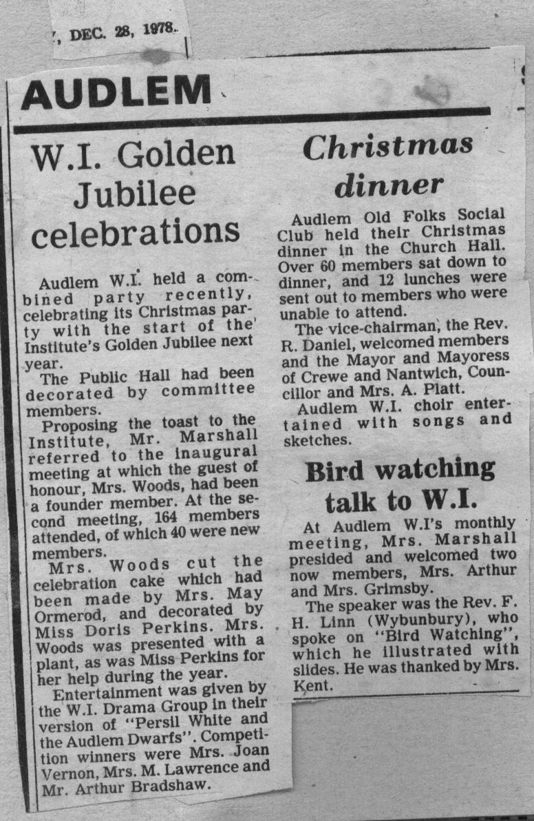 Report Of WI And Old Folks Meetings 1978 - Part 1