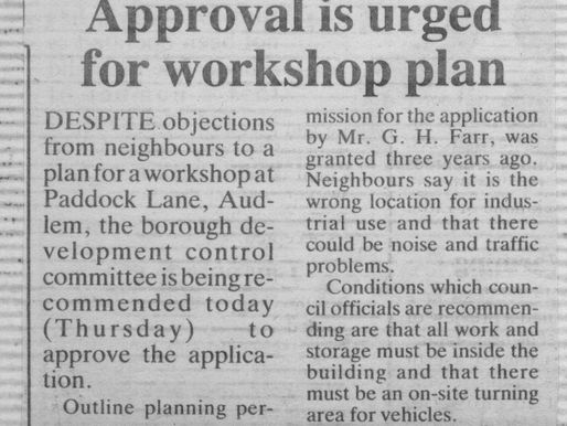 Workshop Planned For Paddock Lane 1987