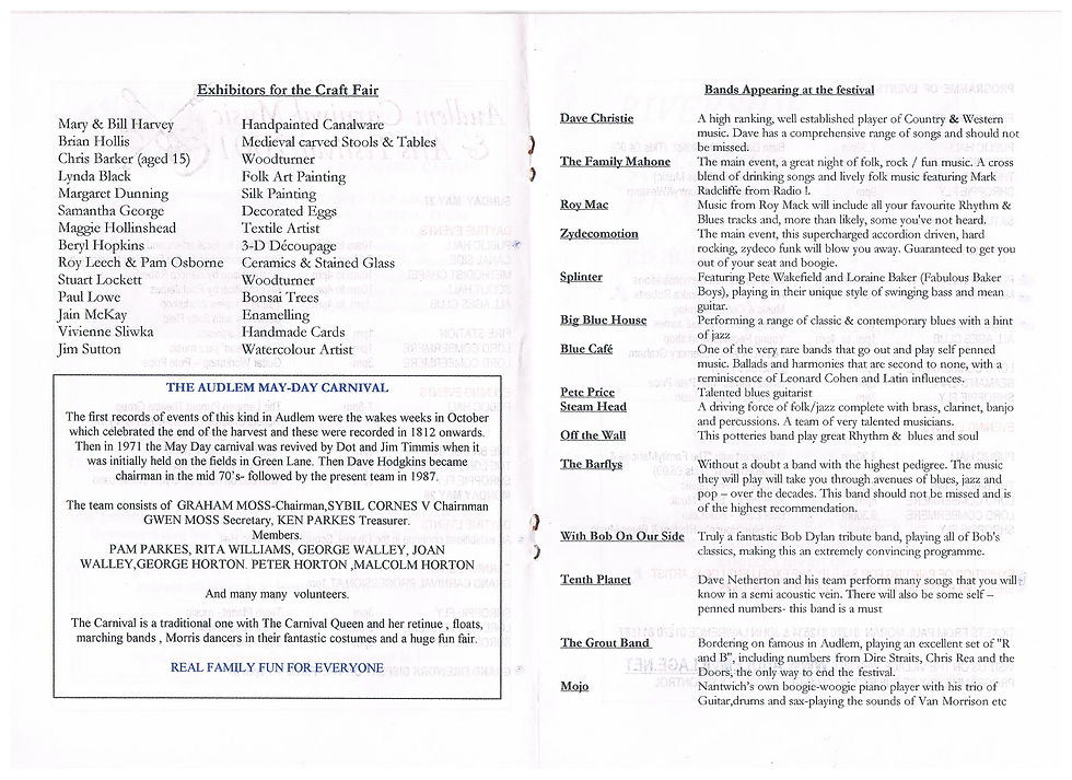The First Music & Arts Festival May 25-28Th 2001 - Bands And Exhibitors Of Craft
