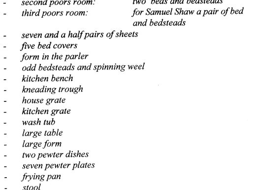 Audlem Poor House - Inventory 1833