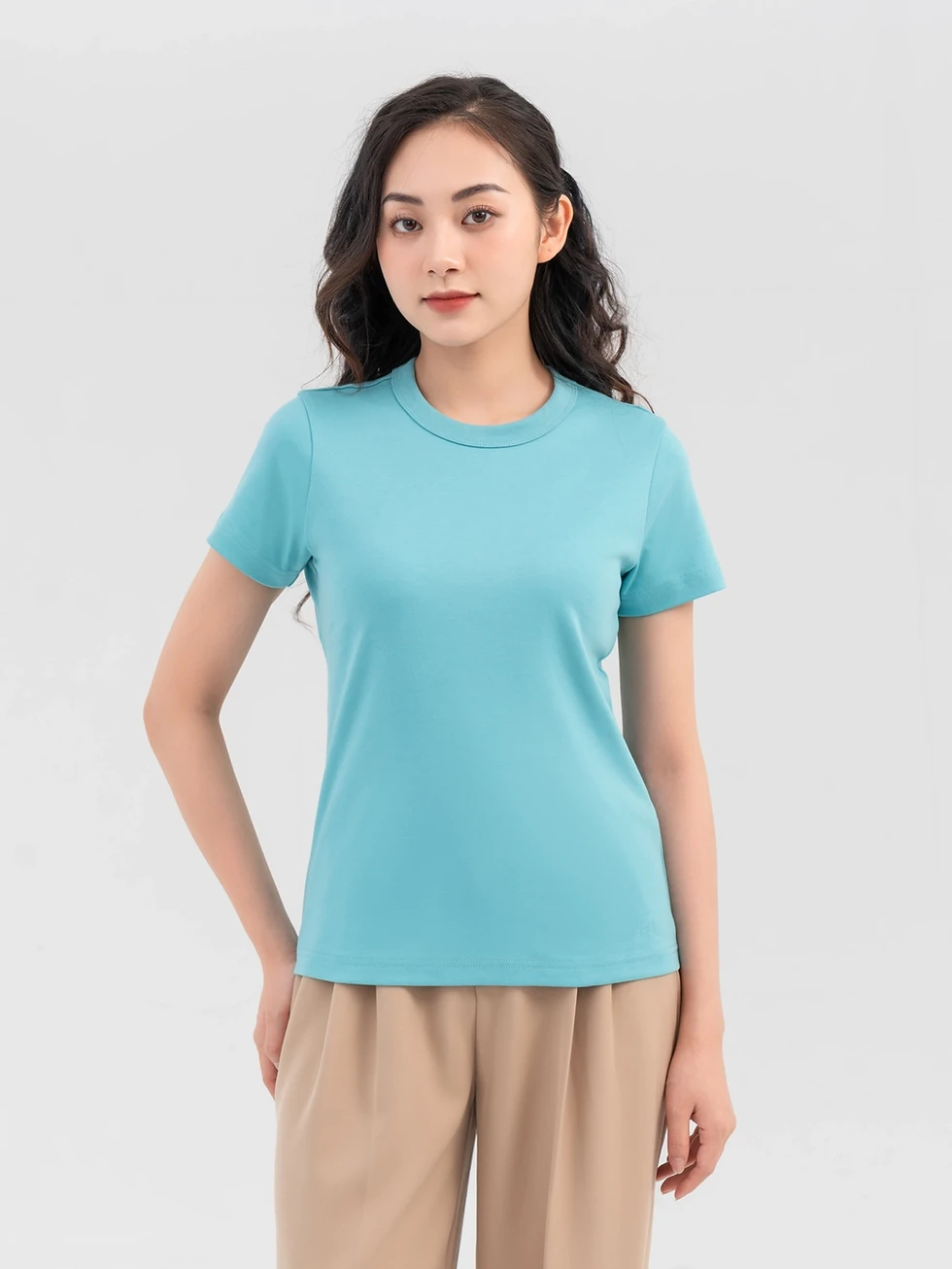 Hình thu nhỏ: Áo Phông Nữ Basic Cotton Double Face Siêu Mềm Mại