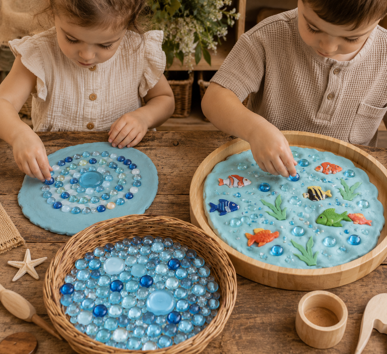 Glass Stones/Pebbles - Light Blue (Pack of 100)