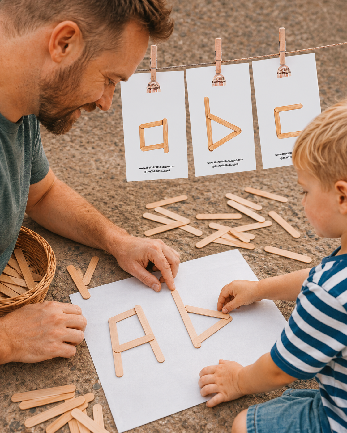Popsicle Sticks Build & Create Alphabet Formation- Upper Case Prompt Cards