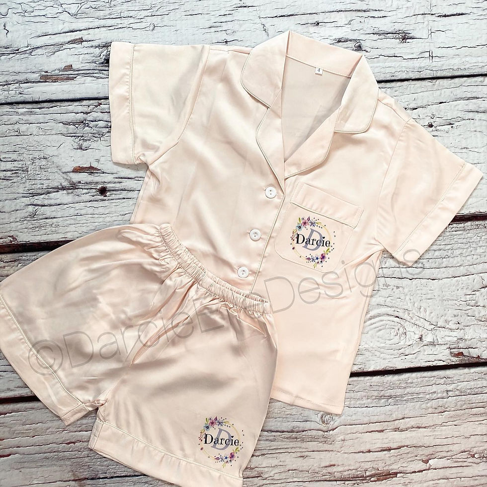 Floral Wreath Personalised Luxury Satin Pyjamas