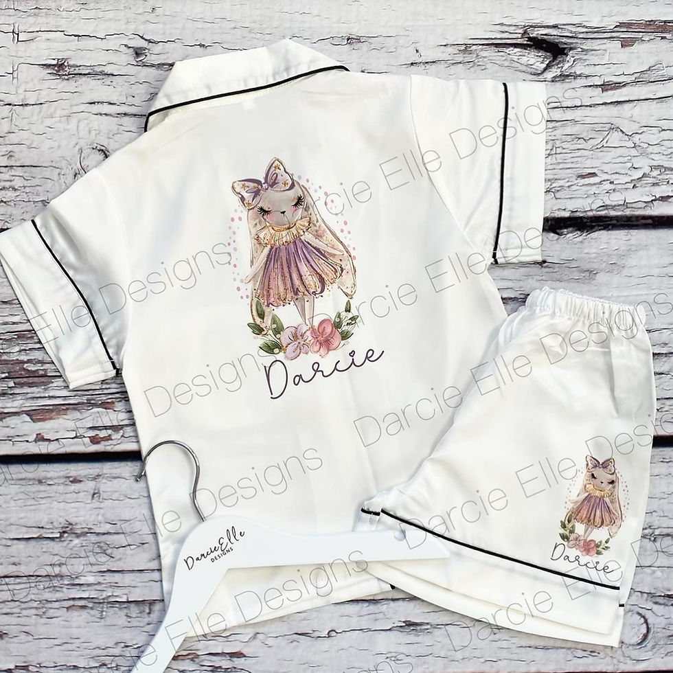 Fancy Rabbit Personalised Luxury Satin Pyjamas