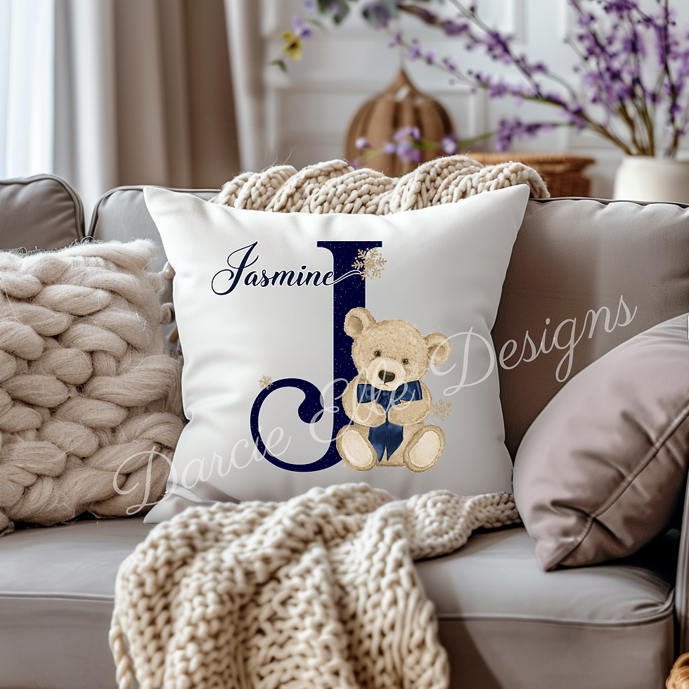 Blue Bear Christmas Cushion