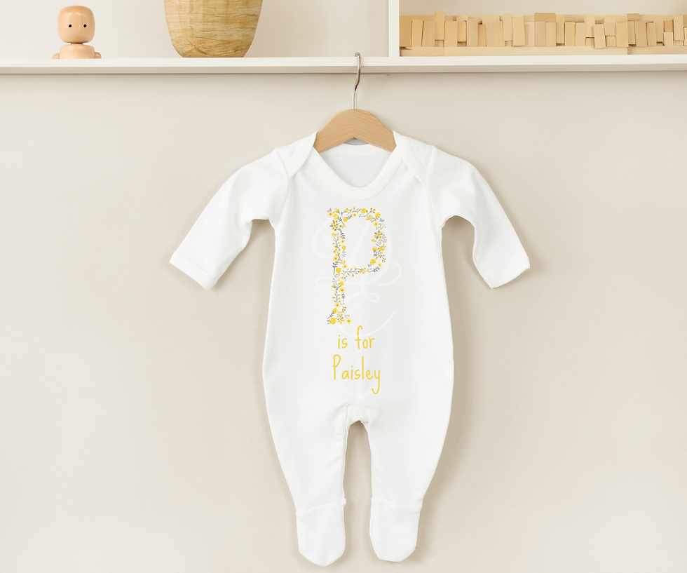 Floral Yellow Alphabet Sleepsuit