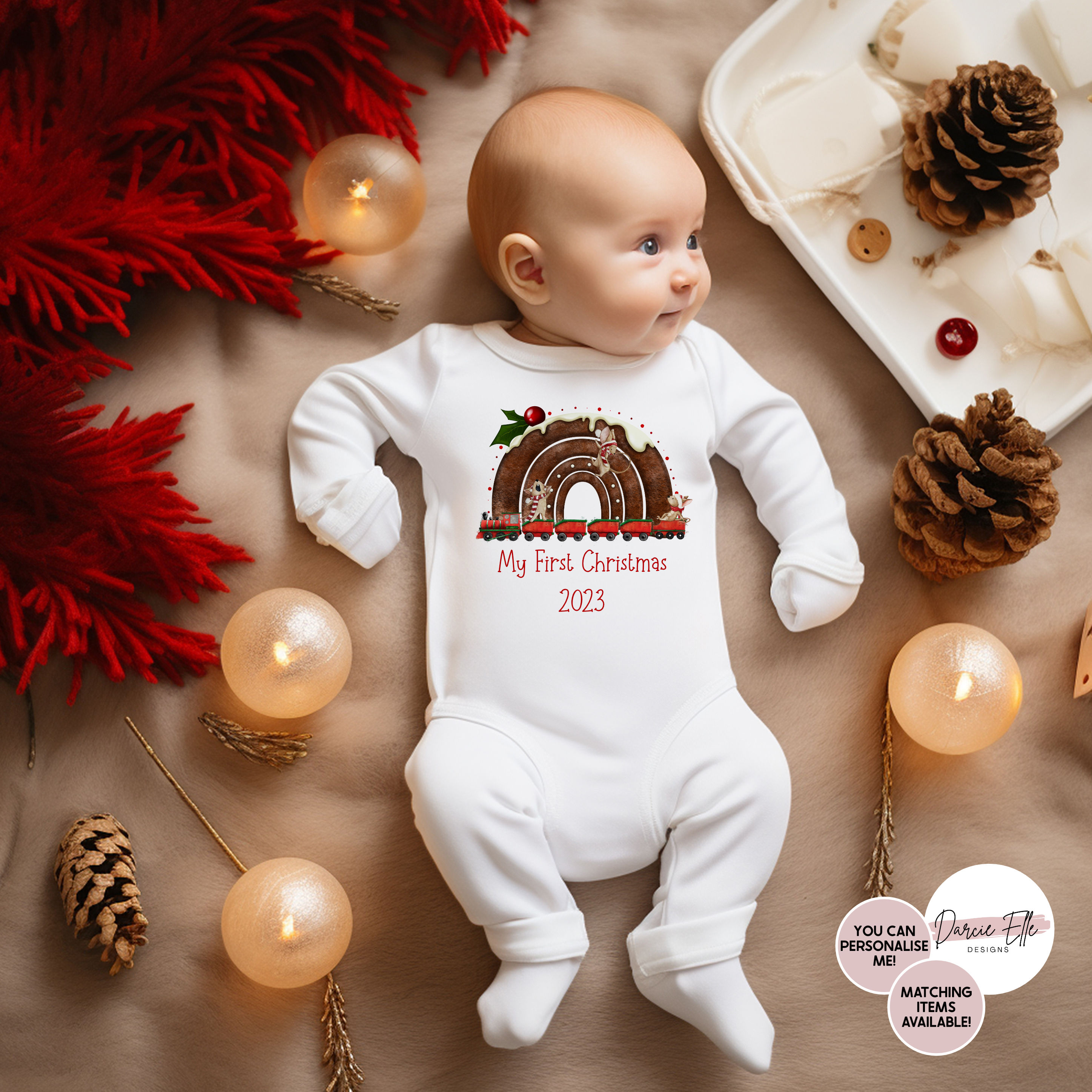 Pudding Rainbow My First Christmas Vest or Sleepsuit