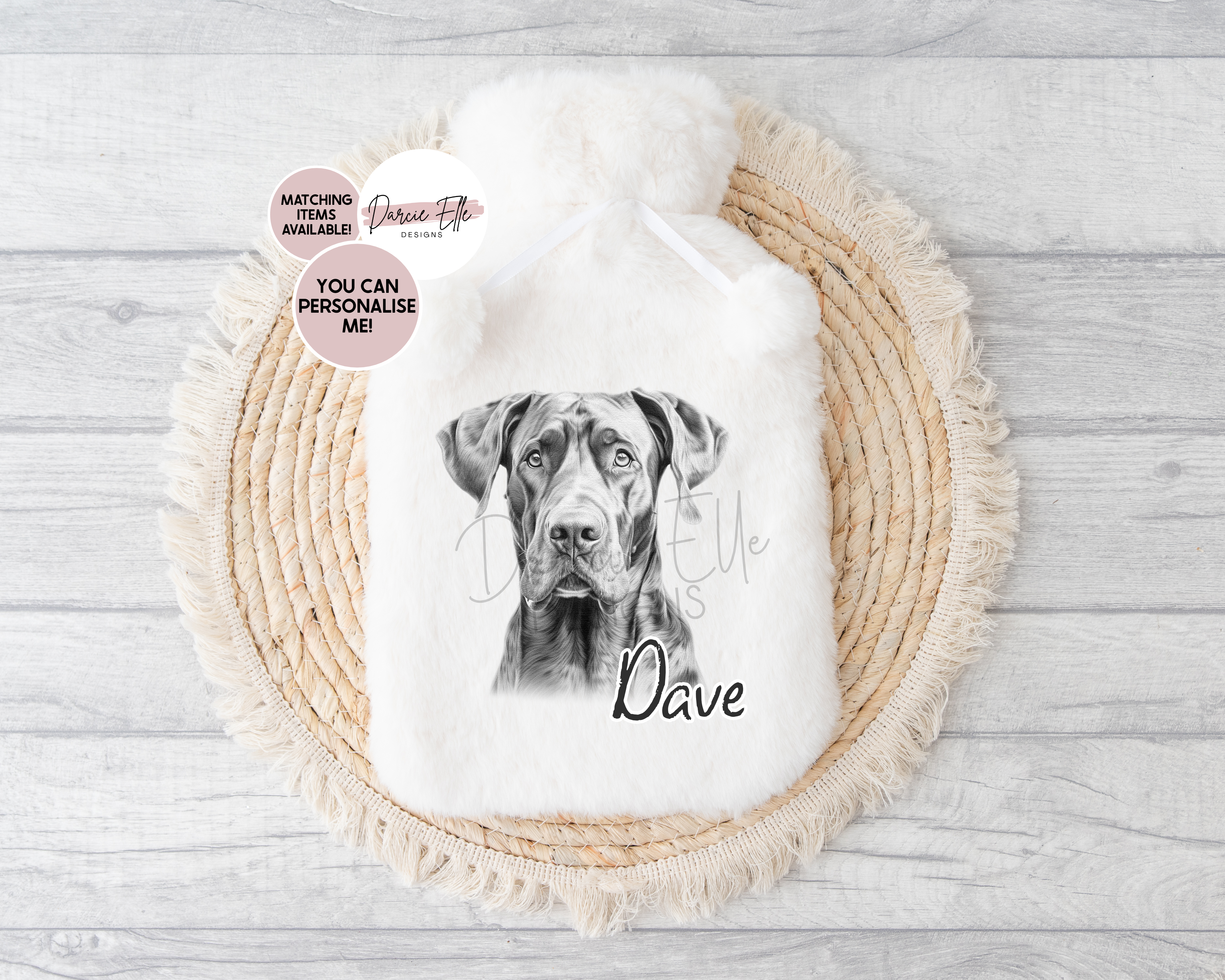 Sketchy Great Dane Hot Water Bottle