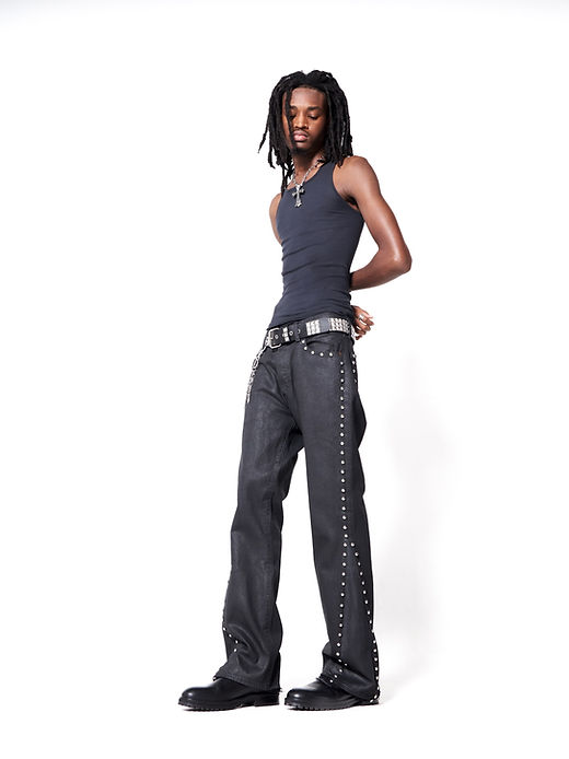 ROCKSTAR STUDDED WAX FLARE DENIM | UNSTABLE.