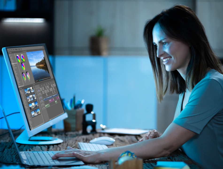 happy video editor using AI
