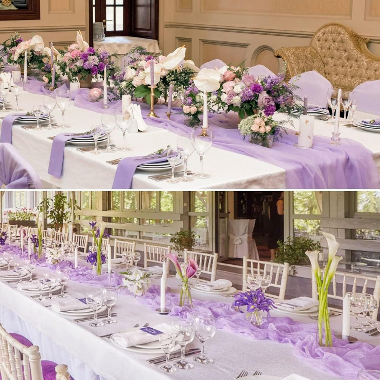 Light Purple Chiffon Table Runner