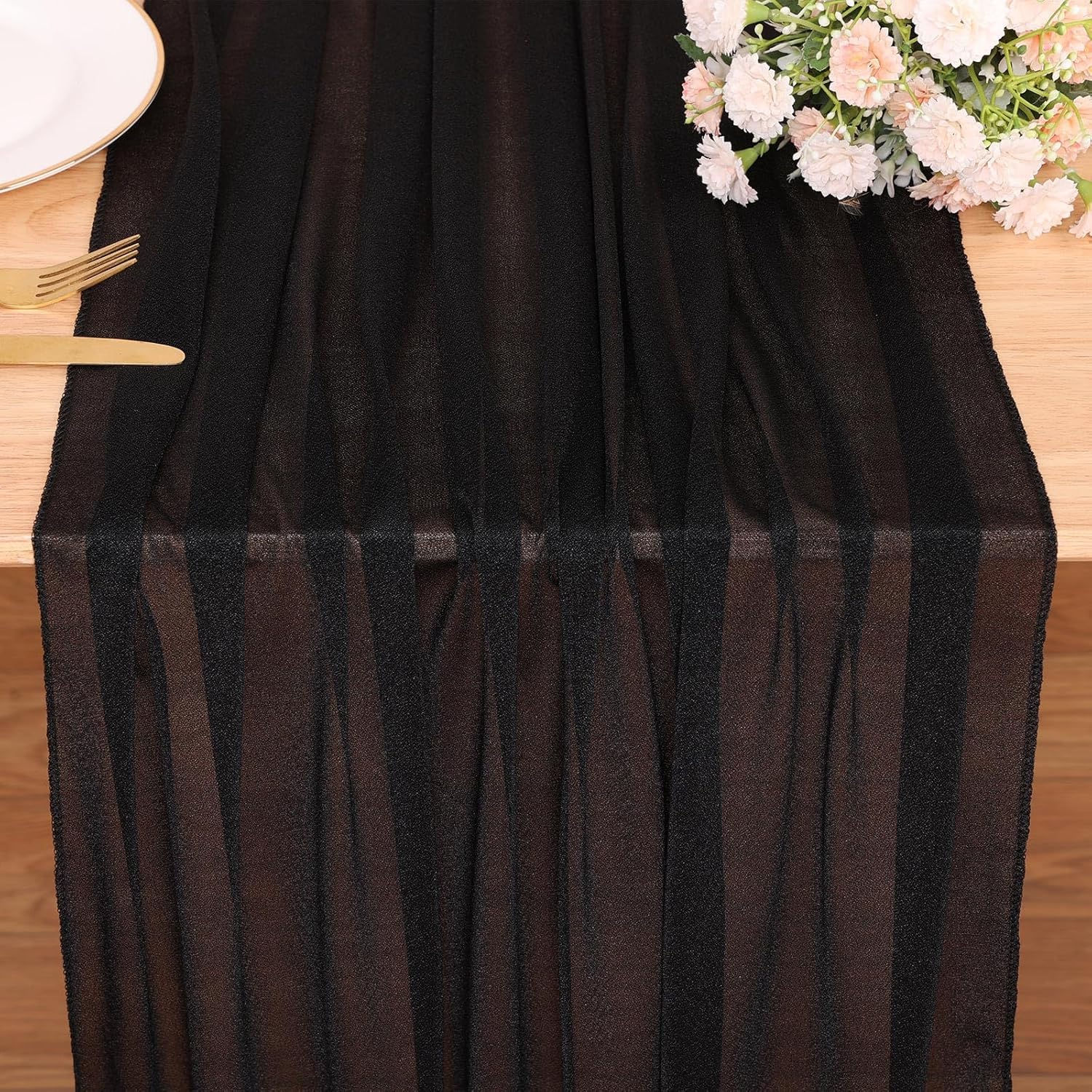 Black Chiffon Table Runners