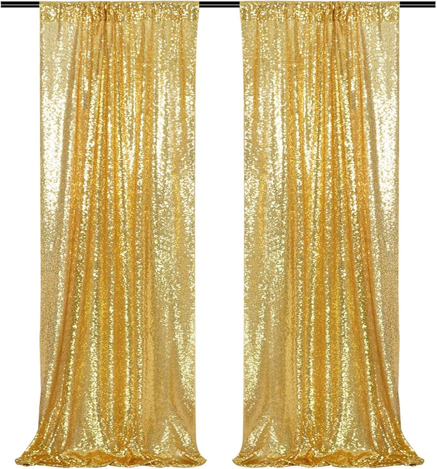 4ft x 8ft Gold Sequin Curtain Panels