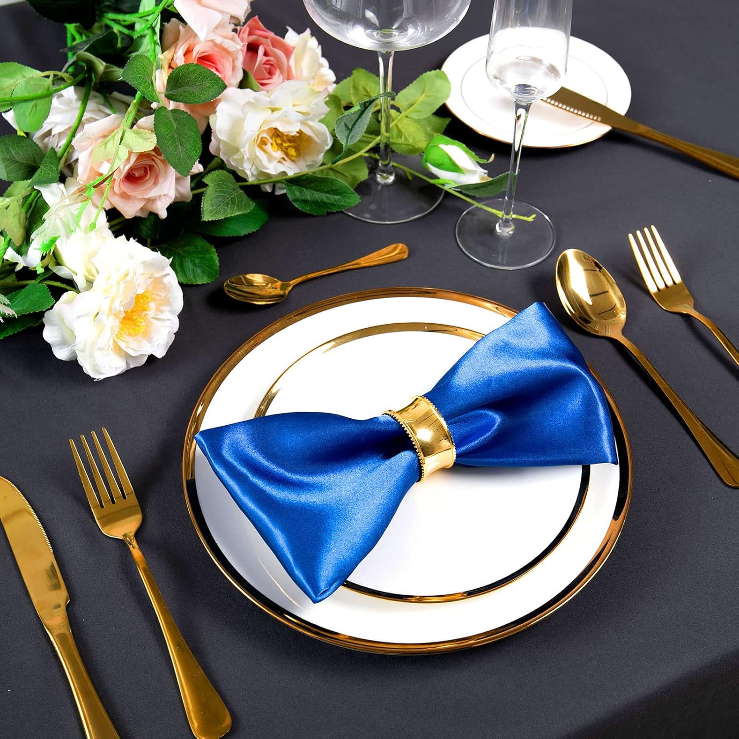 Royal Blue Satin Napkins