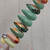 Thumbnail: Premium Handmade Press-On Gel Nails Green & Nude Foil