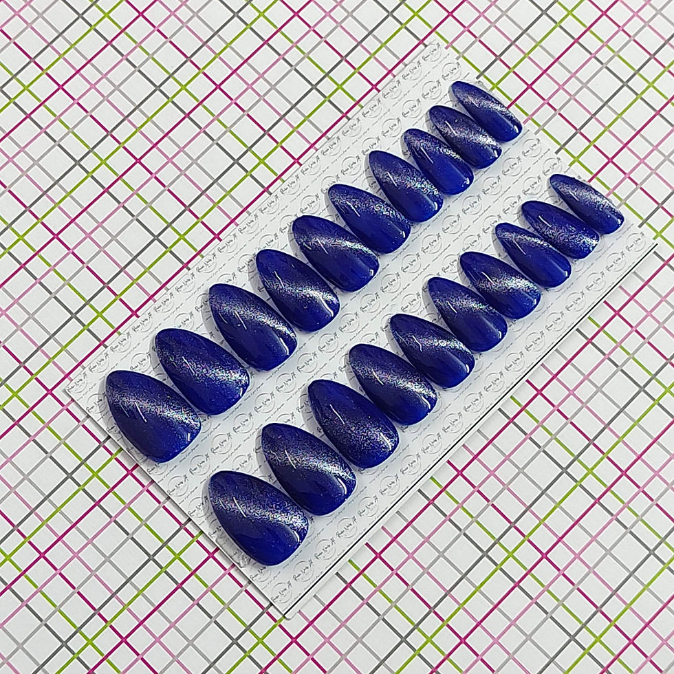 Thumbnail: Premium Handmade Press on Gel Nails | Blue Silver MAGIC CA