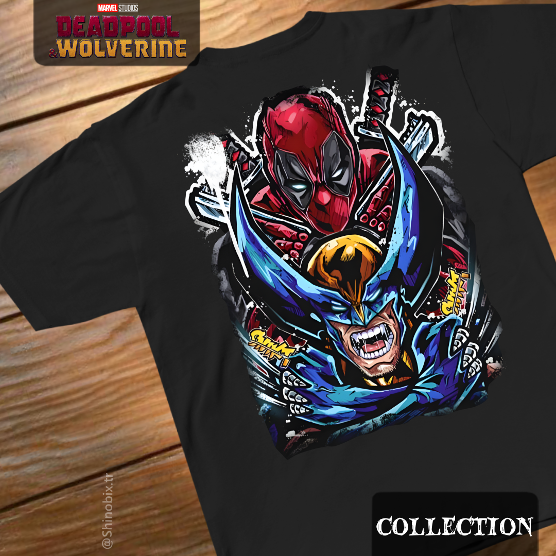 Marvel Comics Deadpool Wolverine Baskılı Oversize T-Shirt