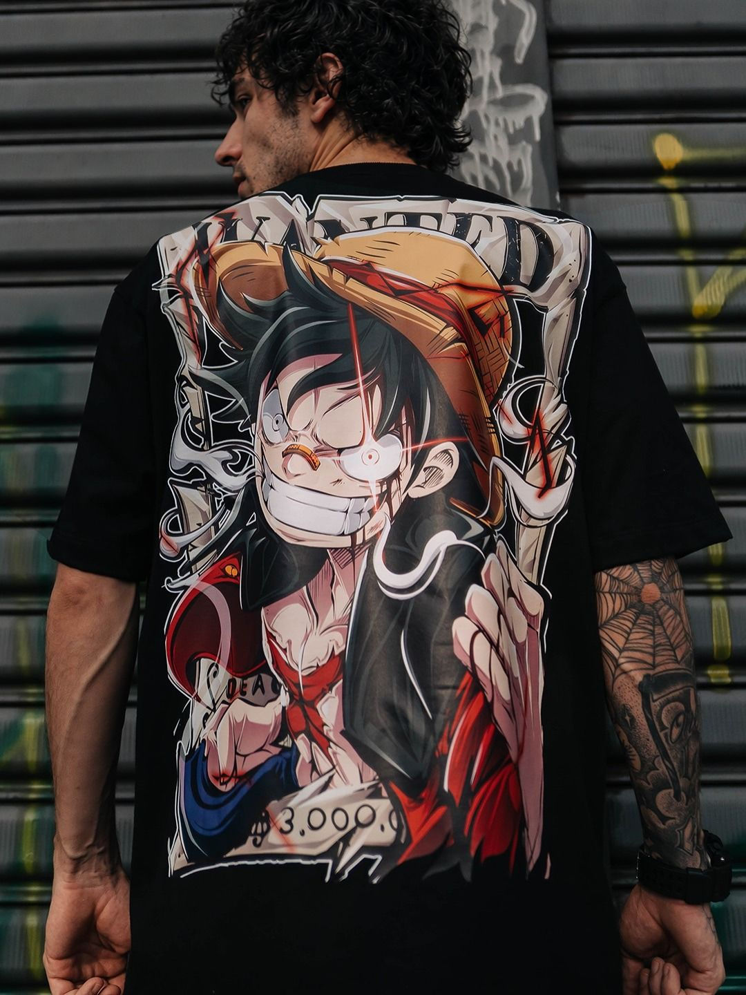 One Piece Luffy Straw Hat Oversize Baskılı T-Shirt