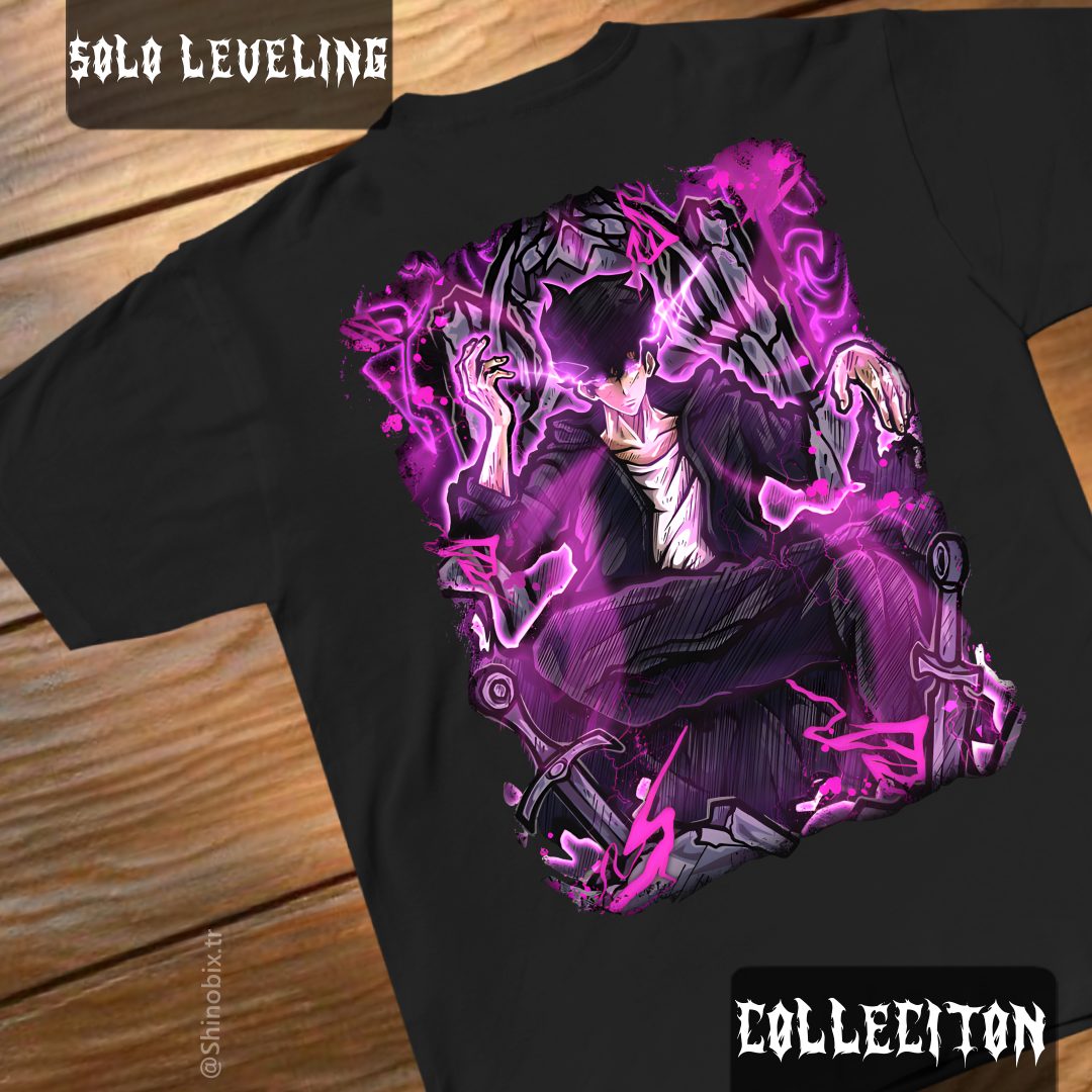 Solo Leveling Anime Shadow Monarch Baskılı Oversize T-Shirt