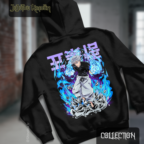 Jujutsu Kaisen Gojo Satoru Baskılı Oversize Kapşonlu Hoodie | Shinobix