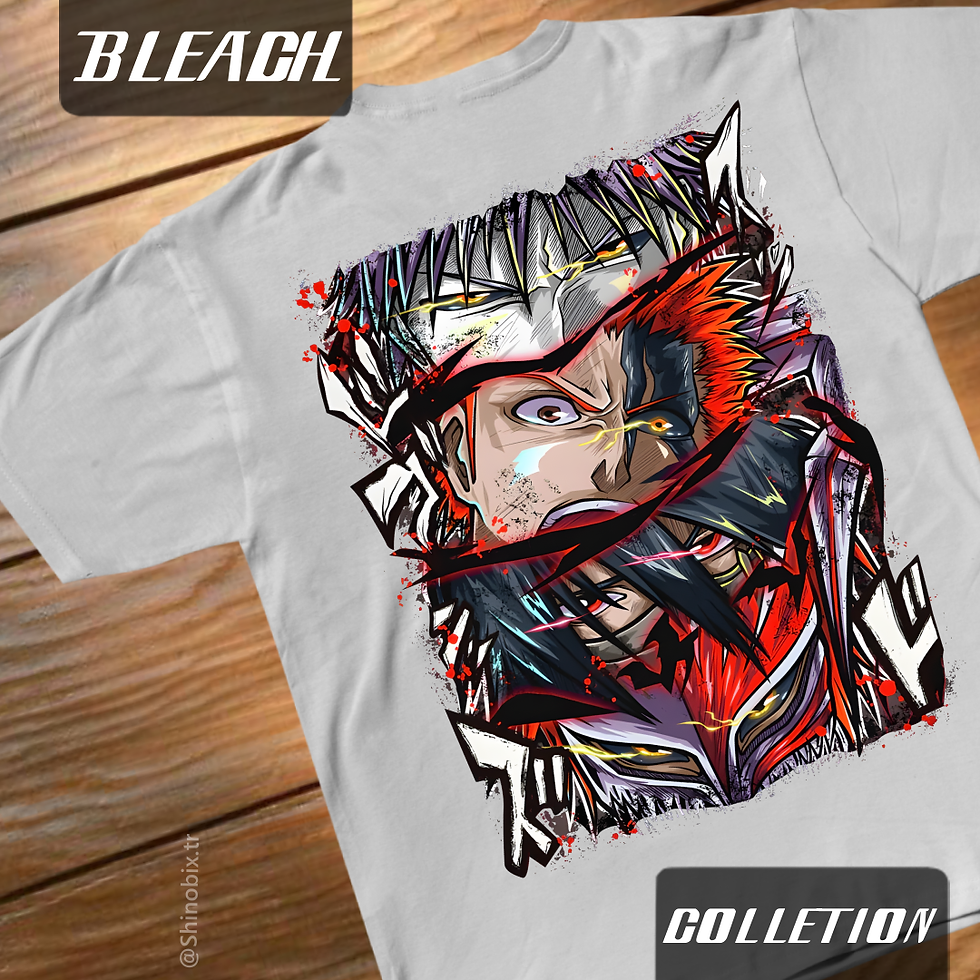 Küçük resim: Bleach Ichigo All The Forms Oversize Baskılı T-Shirt