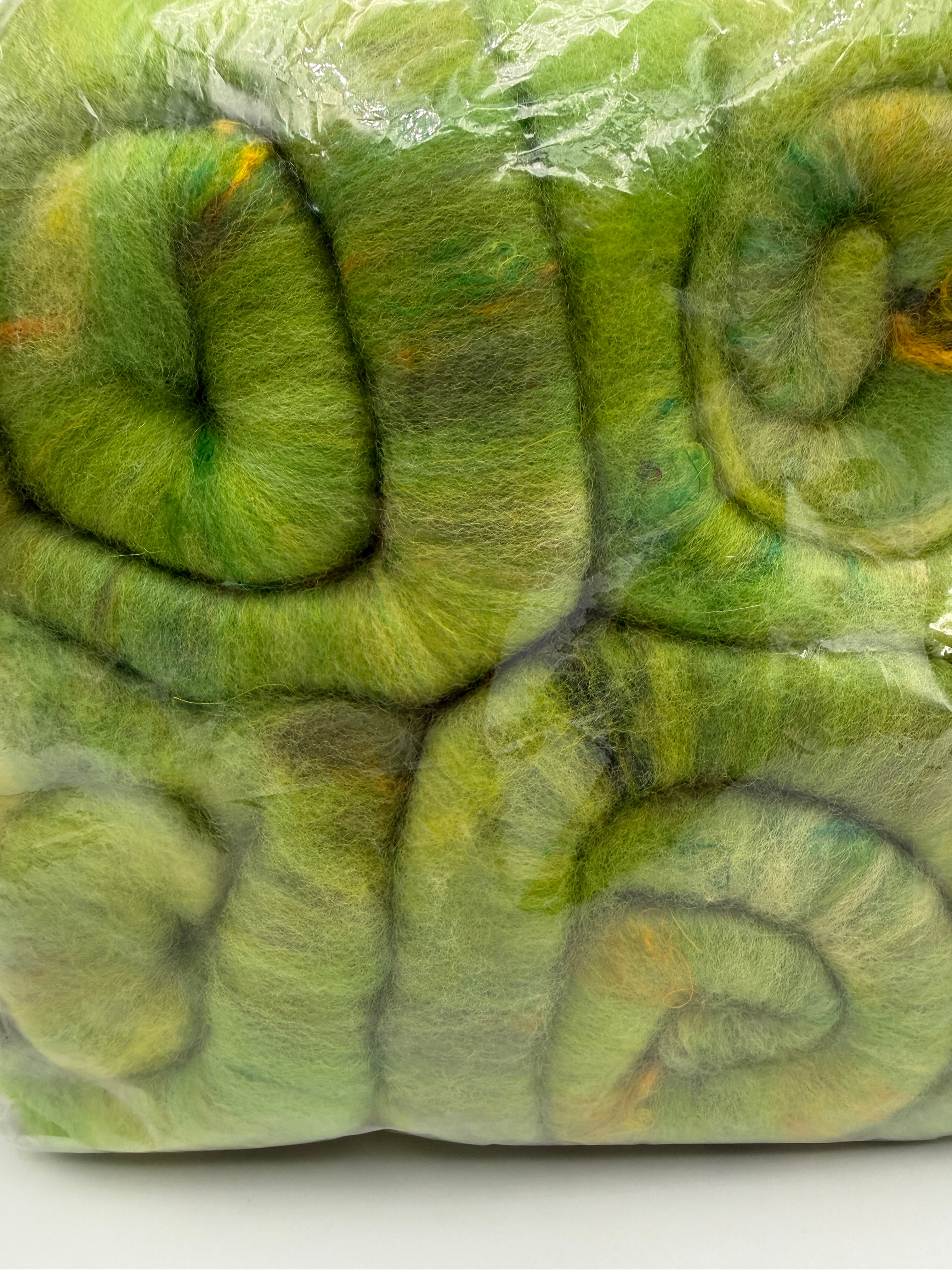 Zen Fiber Arts Mixed Fiber Rolags "Shades of Green"