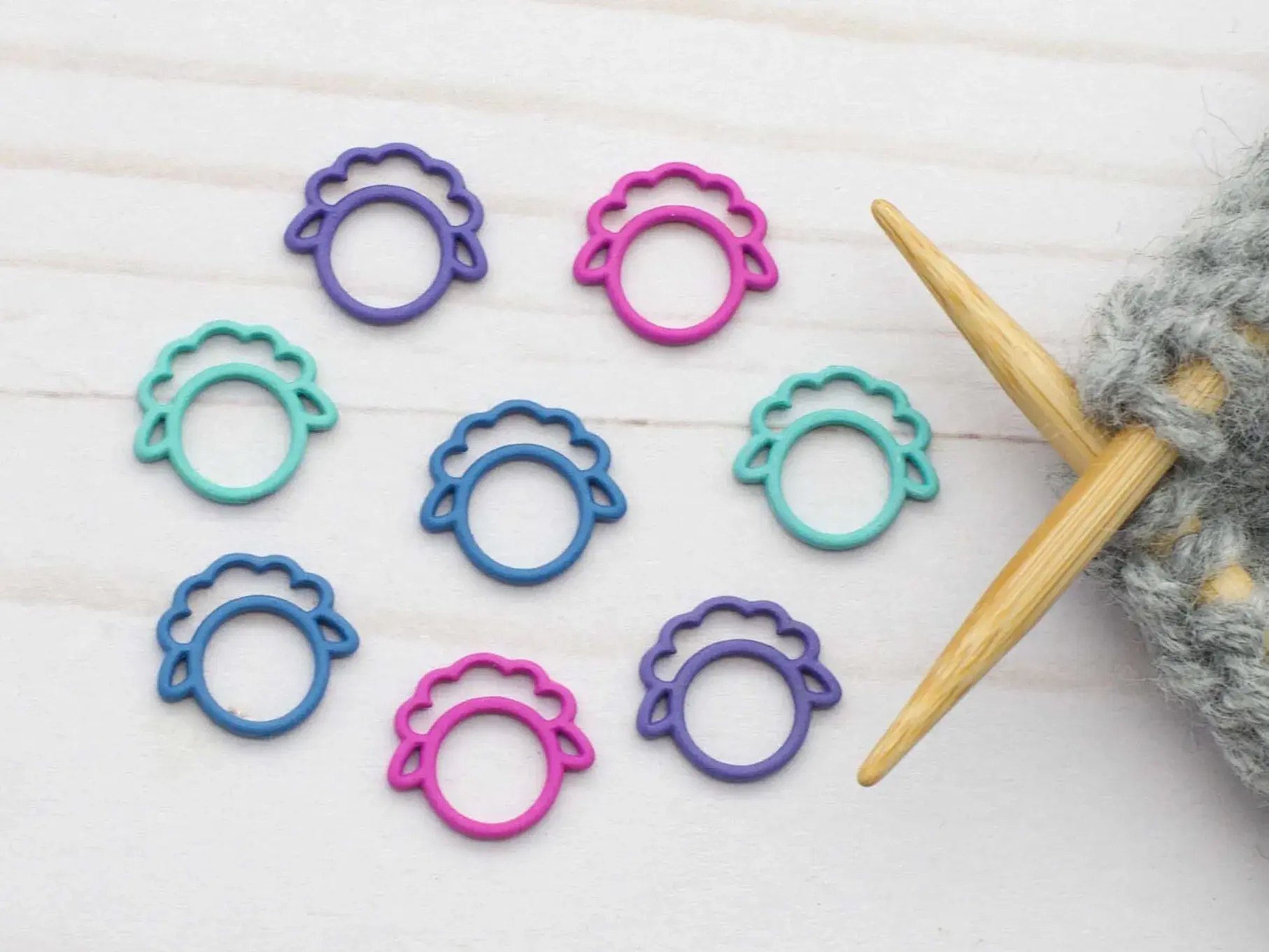 Fox & Pine Stitches Colorful Sheep Ring Stitch Markers