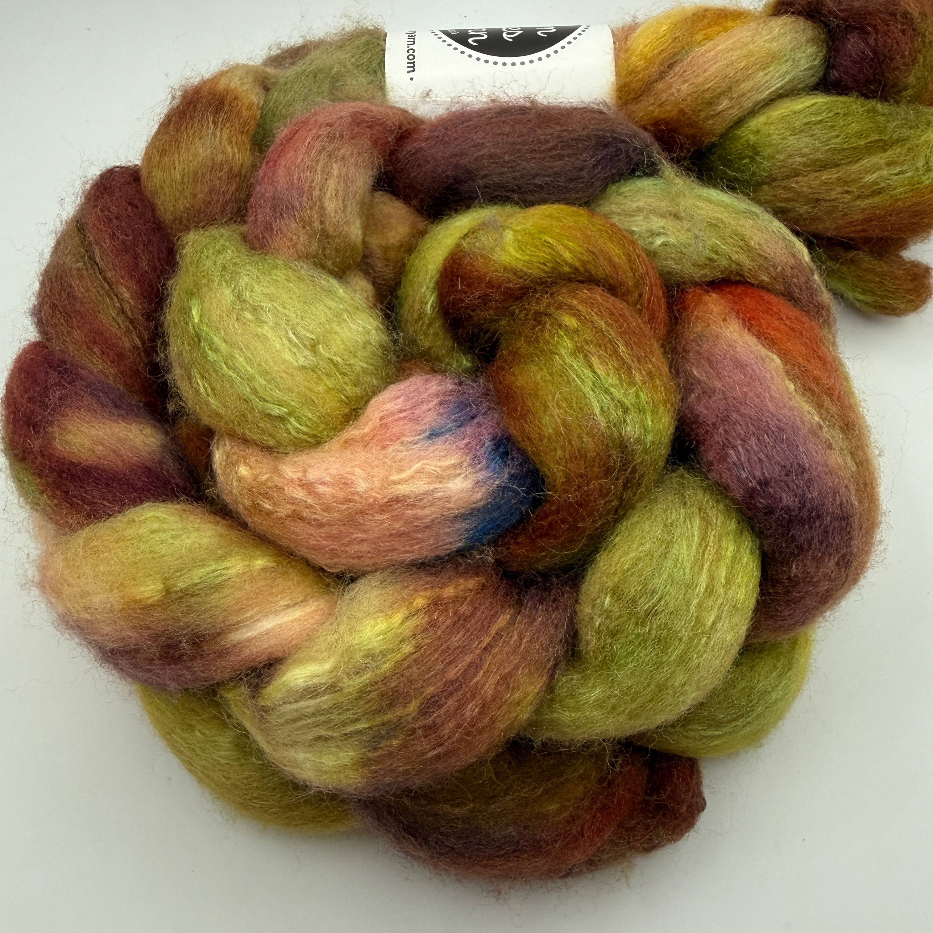 Kim Dyes Yarn BFL/TUssah Silk Spinning Fiber "Japanese Maple"
