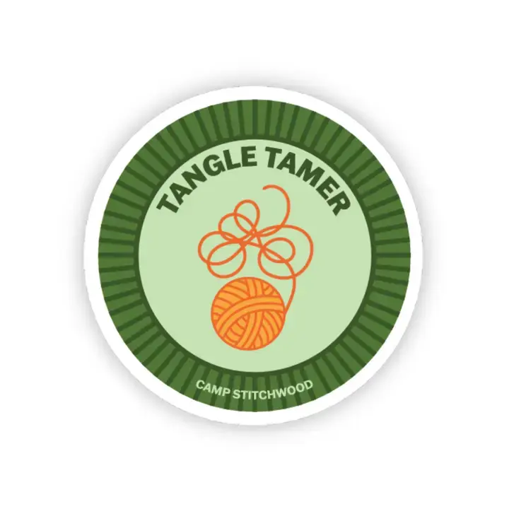 Camp Stitchwood Tangle Tamer Badge Sticker