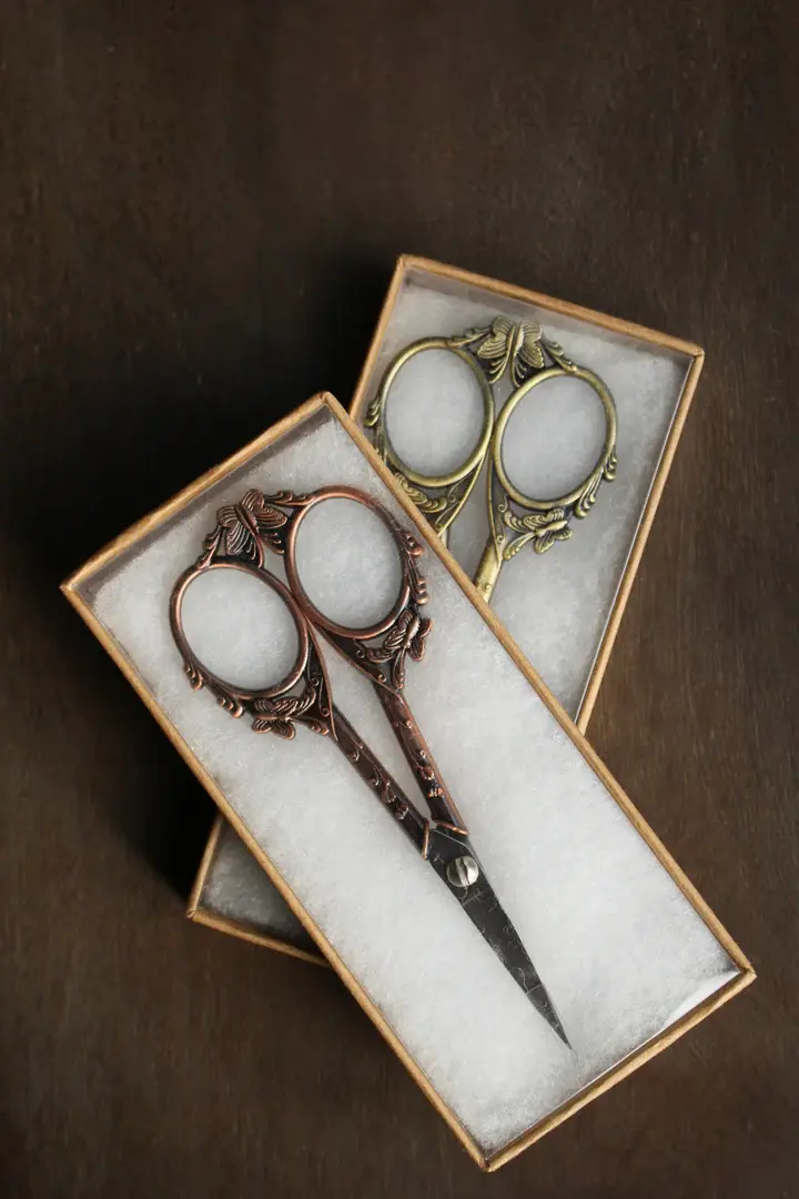 Thumbnail: Butterfly Scissors w/Antique Copper Handles