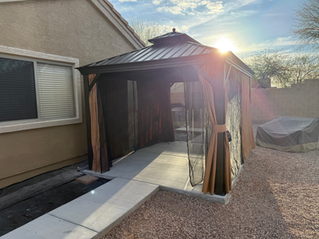 Assembled purple leaf gazebo