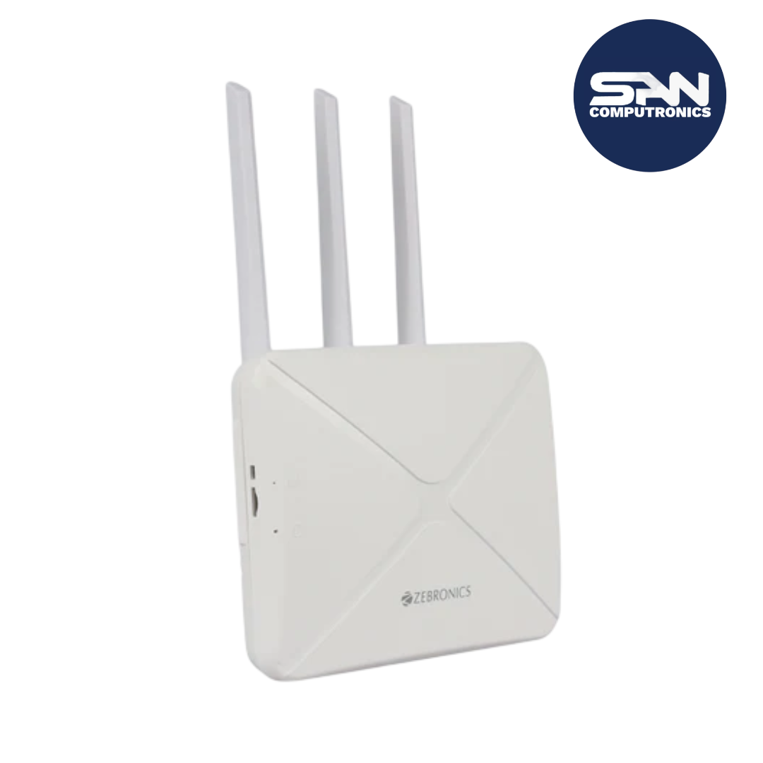 Zebronics WR3004G Wi-Fi 6 Router with 4G/5G Sim Card Compatible, High-Speed Antenna, LAN/WAN Port Auto Switching, WPA2-PSK Se