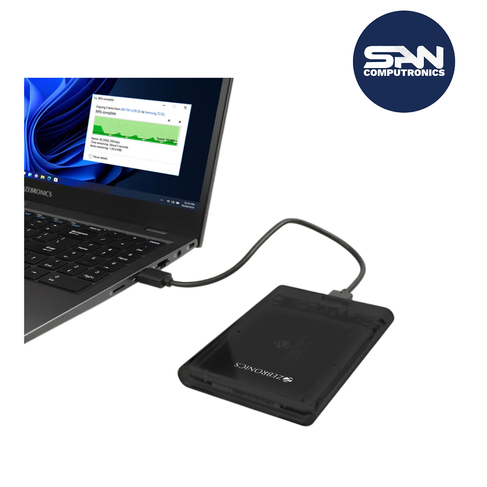 Thumbnail: ZEBRONICS CSH501 SATA SSD Enclosure with Transparent case, Type C 3.1, Upto 5 gbps* and Upto 6TB Max Storage Capacity.