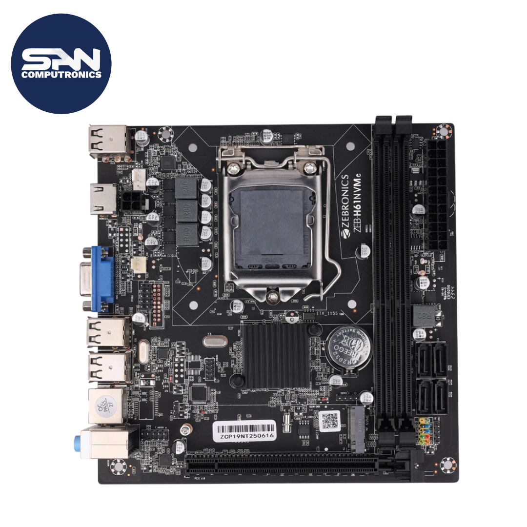 ZEBRONICS zeb h61 Nvme LGA 1155Socket Micro-ATX Intel H61 Chipset DDR3 Motherboard for Desktop