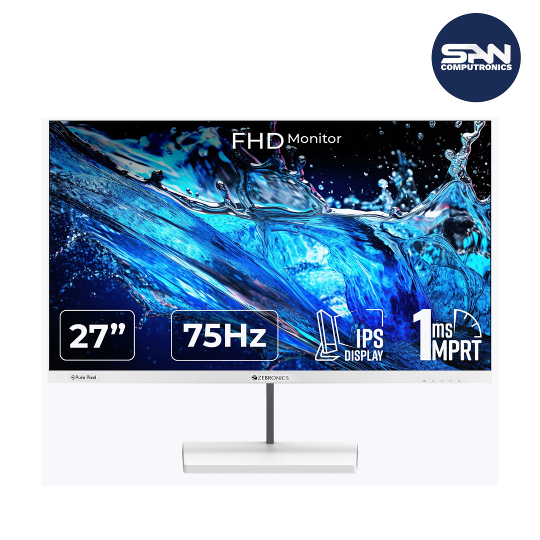 ZEBRONICS S27A 27″ (68.5cm) LED Monitor, 75Hz, FHD 1920×1080, IPS Display, 1ms MPRT, 16:9 Aspect Ratio, 300Nits, 16.7M