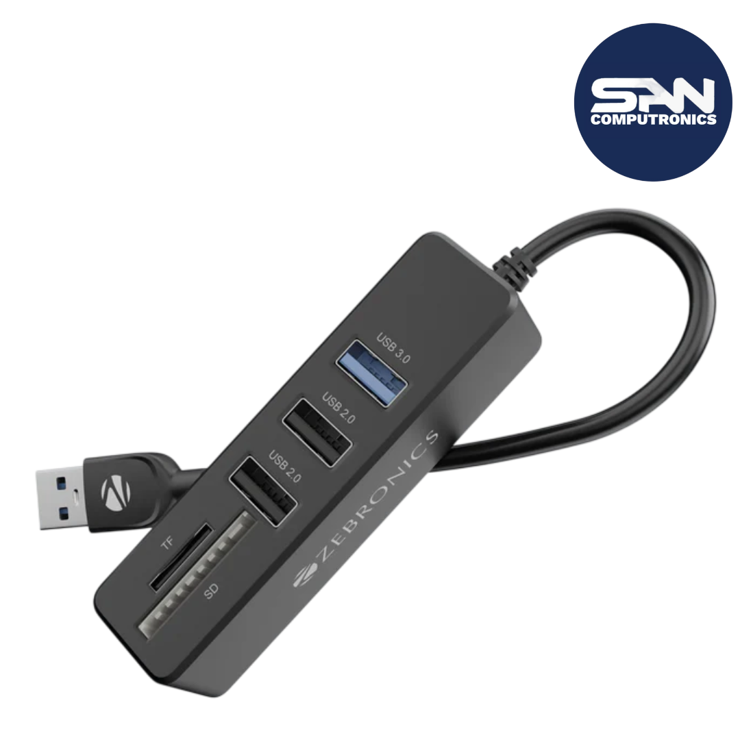 ZEBRONICSHB USB HUB, 4 Ports, USB 3.0, Transfer Speeds upto 5 Gbps, Compact Design