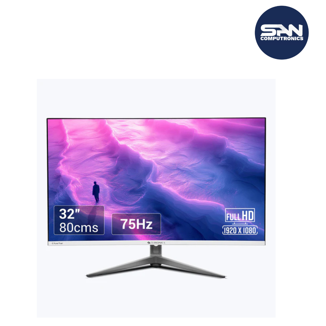 Zebronics Zeb EA320 75Hz HDMI/VGA 80cm Curved Wide Screen FHD 1920×1080 LED Monitor