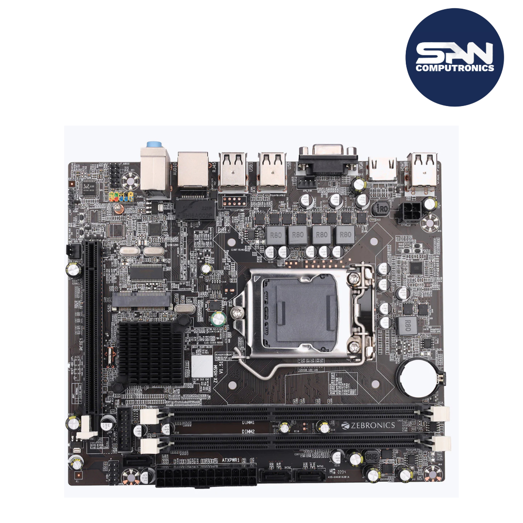 ZEBRONICS H55 Micro-ATX Motherboard for LGA 1156 Socket, Supports Intel 1st Generation Processors, DDR3 1333 MHz, Ports (RJ45