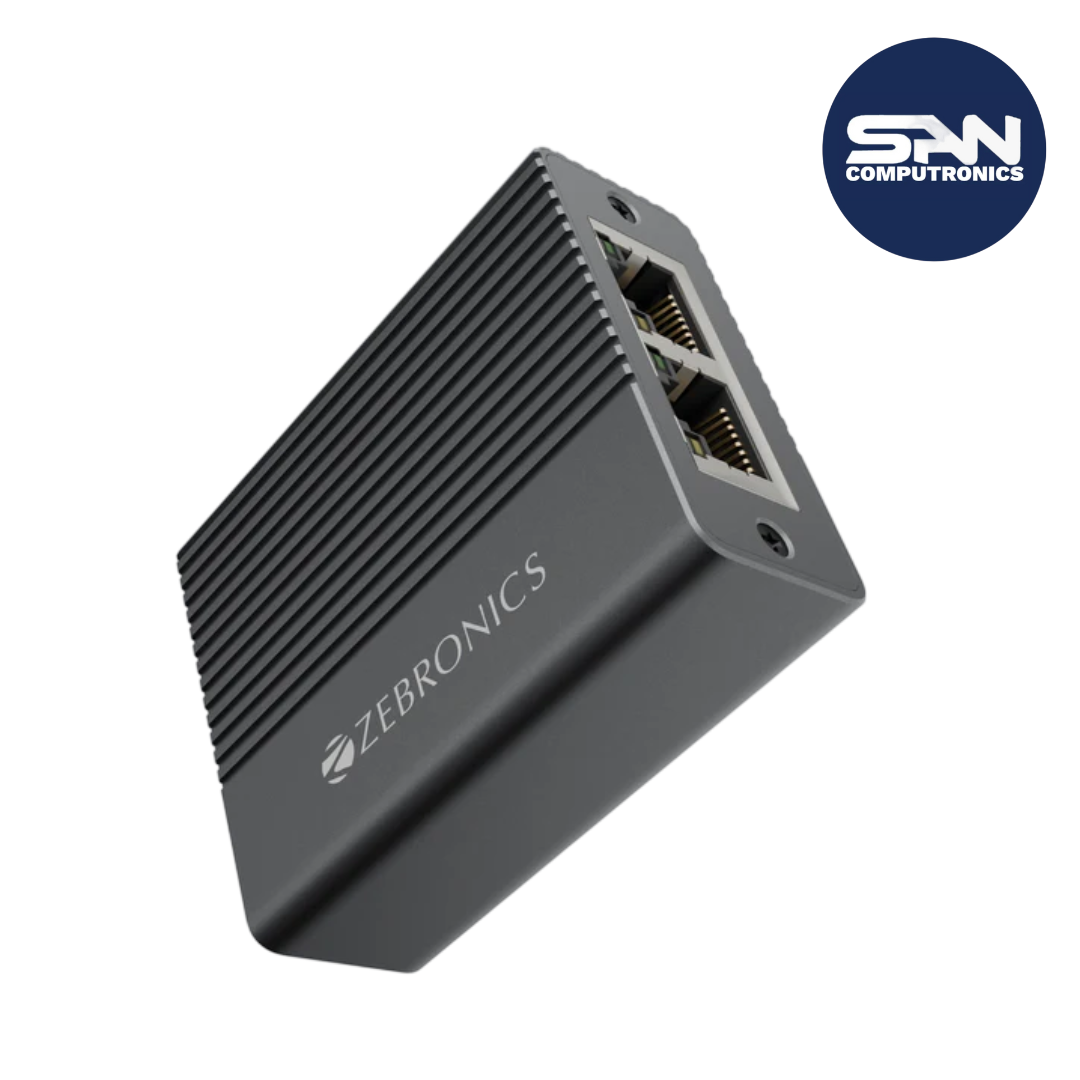 ZEBRONICS RJ21, Multiport Ethernet Aluminum Splitter, 1000Mbps,1 to 2 Gigabit Network Adapter,3 Ports,Upto 100 Meters,Type C