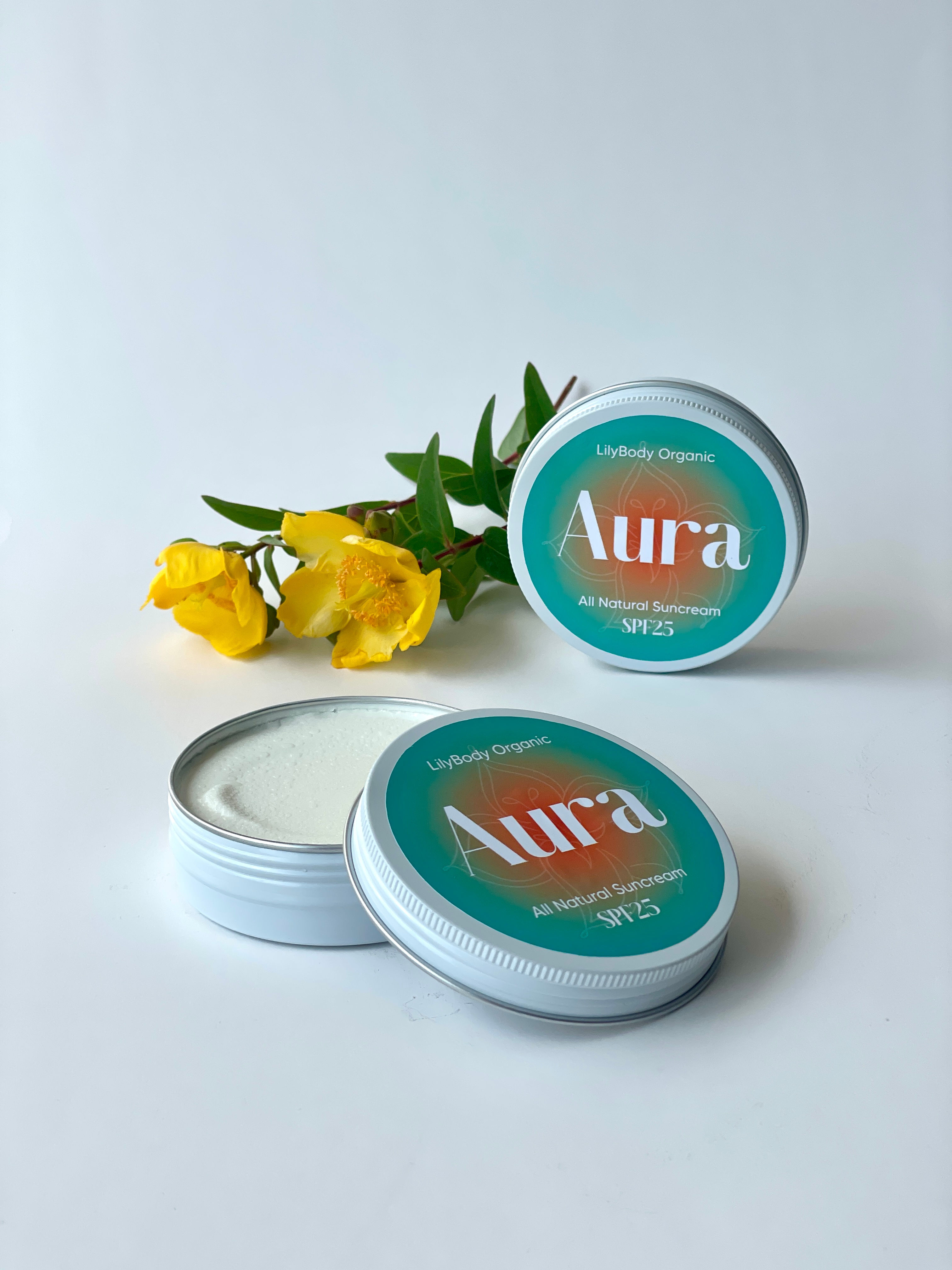Aura Organic Mineral Suncream. Natural ingredients