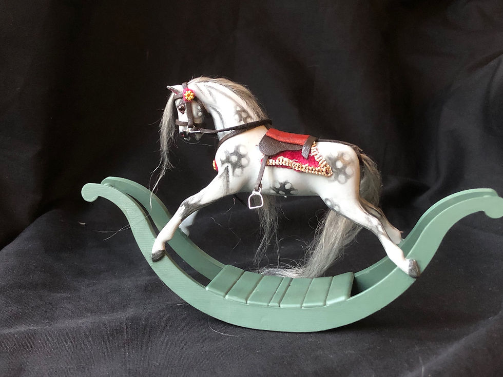 Thumbnail: Hand Painted Miniature  Rocking Horse/ MIDI Mini Size