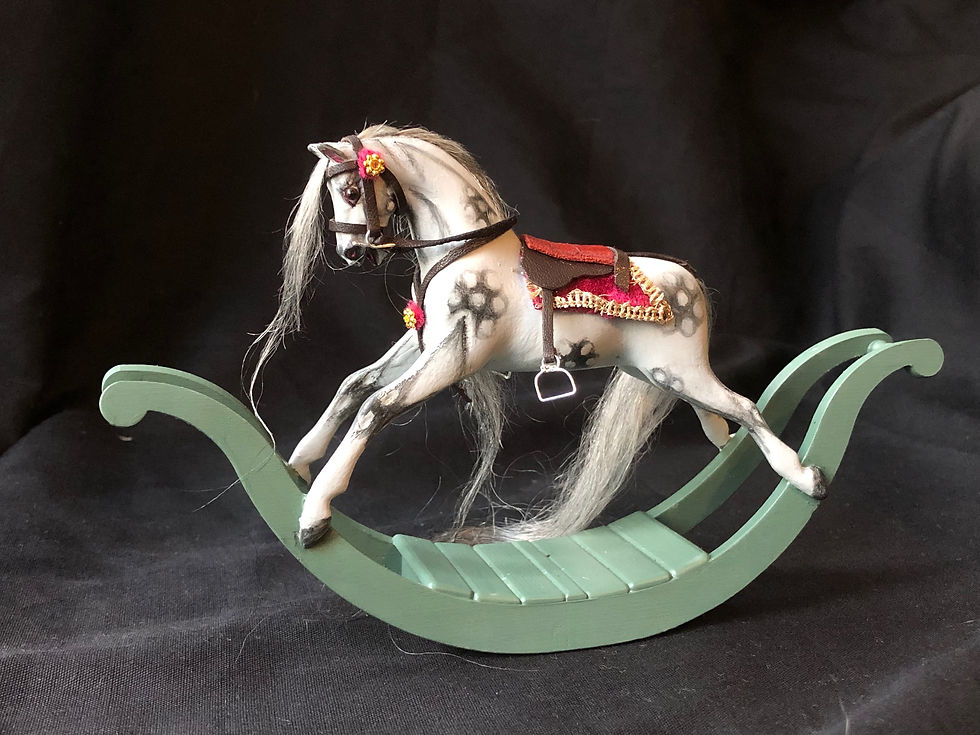 Thumbnail: Hand Painted Miniature  Rocking Horse/ MIDI Mini Size