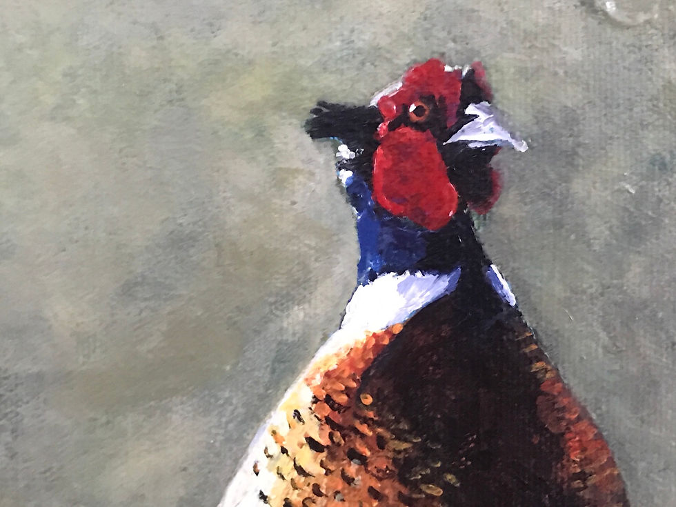 Thumbnail: Pheasants on the Wall - Mounted Giclee Print 