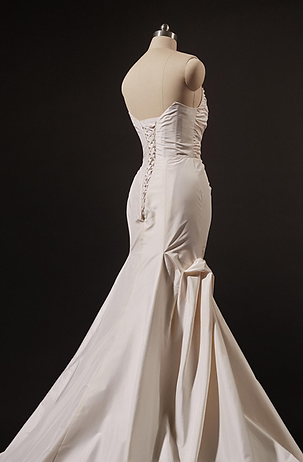 corset back mermaid bridal dress in raw silk paper like draping
