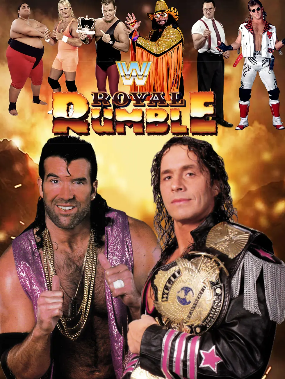 Bret Hart Razor Ramon Yokozuna WWF Royal Rumble 1993 Poster