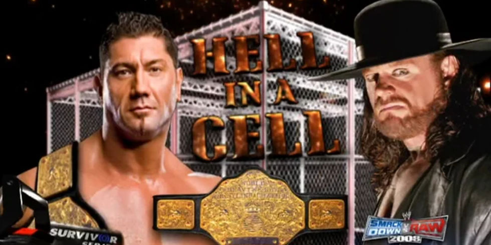 batista vs the undertaker hell in a cell match world heavyweight championship wwe survivor series 2007 match card graphics